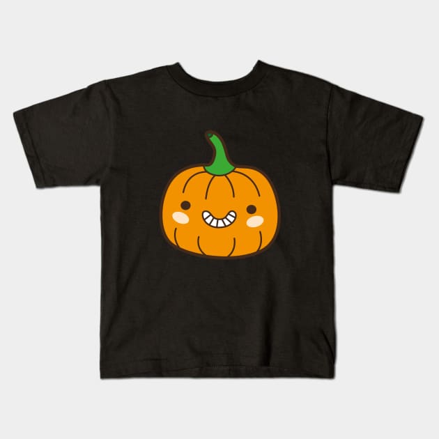 Grin pumpkin Kids T-Shirt by doodletales